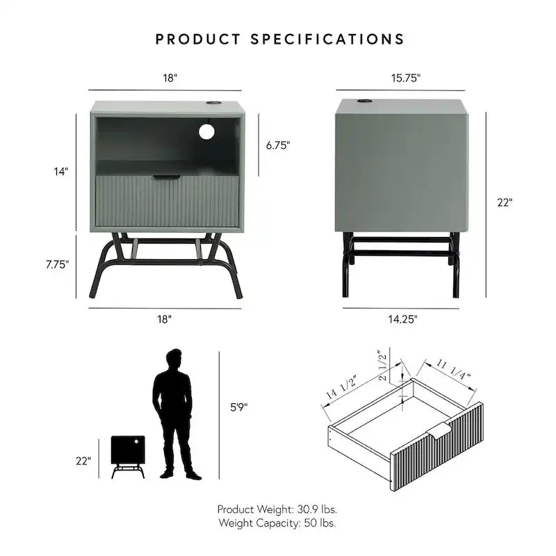 DH BASIC 2-Piece Modern Coffee Table and End Table Set with 3D Wave Accented Drawers by Denhour