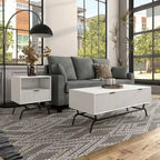 DH BASIC 2-Piece Modern Coffee Table and End Table Set with 3D Wave Accented Drawers by Denhour