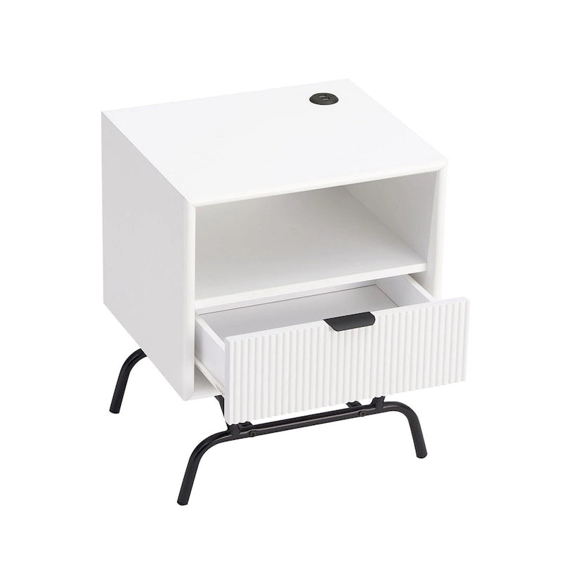 DH BASIC 2-Piece Modern Coffee Table and End Table Set with 3D Wave Accented Drawers by Denhour