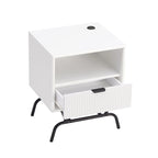 DH BASIC 2-Piece Modern Coffee Table and End Table Set with 3D Wave Accented Drawers by Denhour