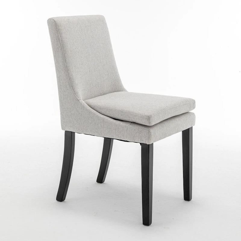 Modern Dining Chairs Set of 2, Upholstered Kitchen & Dining Room Chairs with Solid Wood Legs,Tufted Linen Fabric Chairs