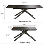 9 - Piece Extendable Rectangular Sintered Stone Cross Legs Dining Set With 8 Chairs For Home or Villa