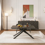 9 - Piece Extendable Rectangular Sintered Stone Cross Legs Dining Set With 8 Chairs For Home or Villa