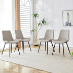 Artificial Leather Backrest Cushion Dining Chair, Black Metal Legs, Curved Widened Cushion Design for more comfort(6 chairs)
