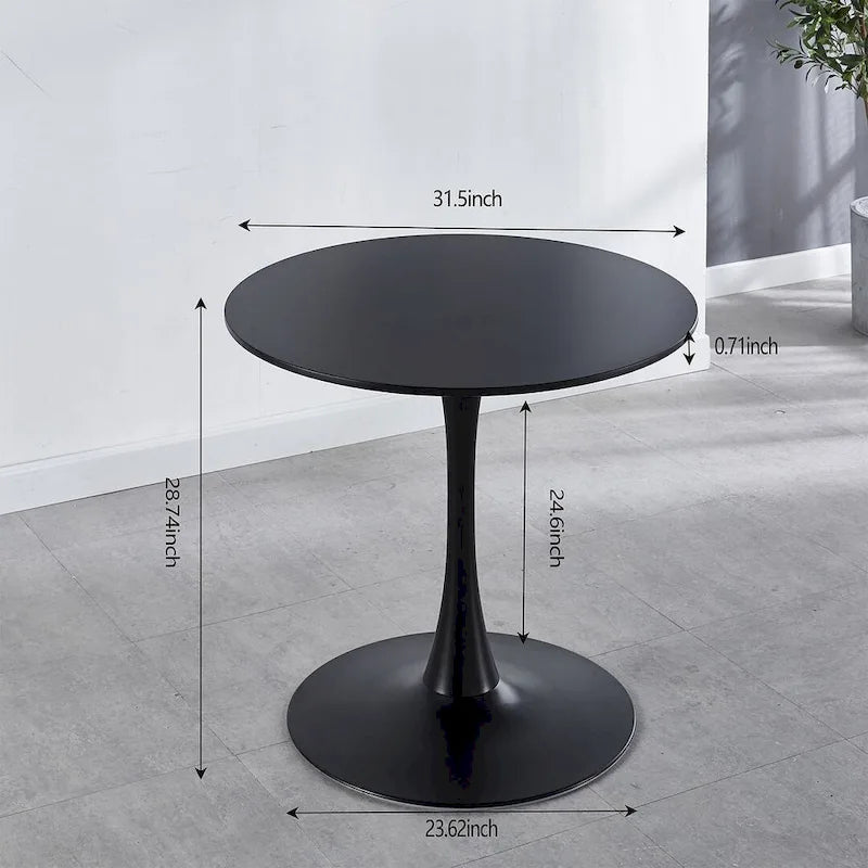 Round Dining Table with 4 Teddy Plush Fabric Chairs