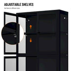 Four Glass Door Storage Cabinet with Adjustable Shelves and Feet Cold-Rolled Steel Sideboard Furniture