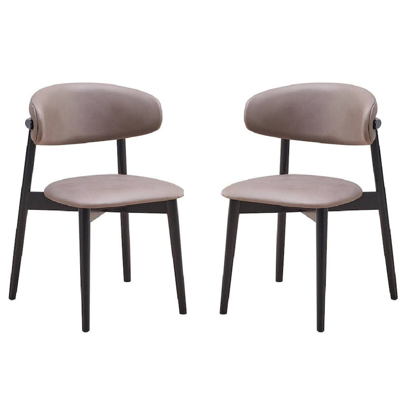 Anae 23 Inch Side Dining Chair Set of 2, Turned Legs, Gray Fabric, Black
