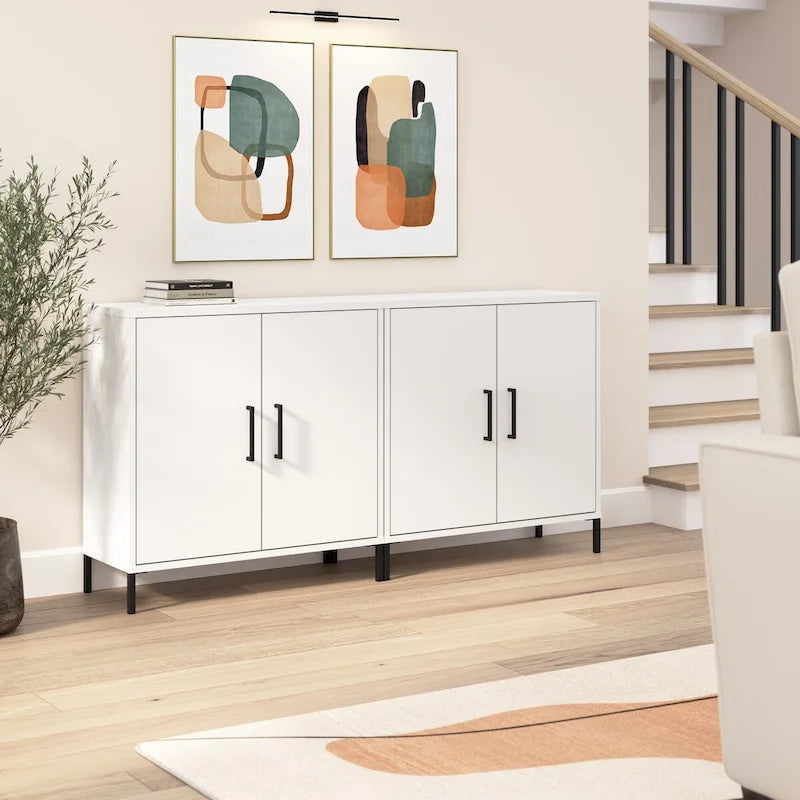 Essence Low Storage Cabinet with Doors - Set of 2 by Bush Furniture