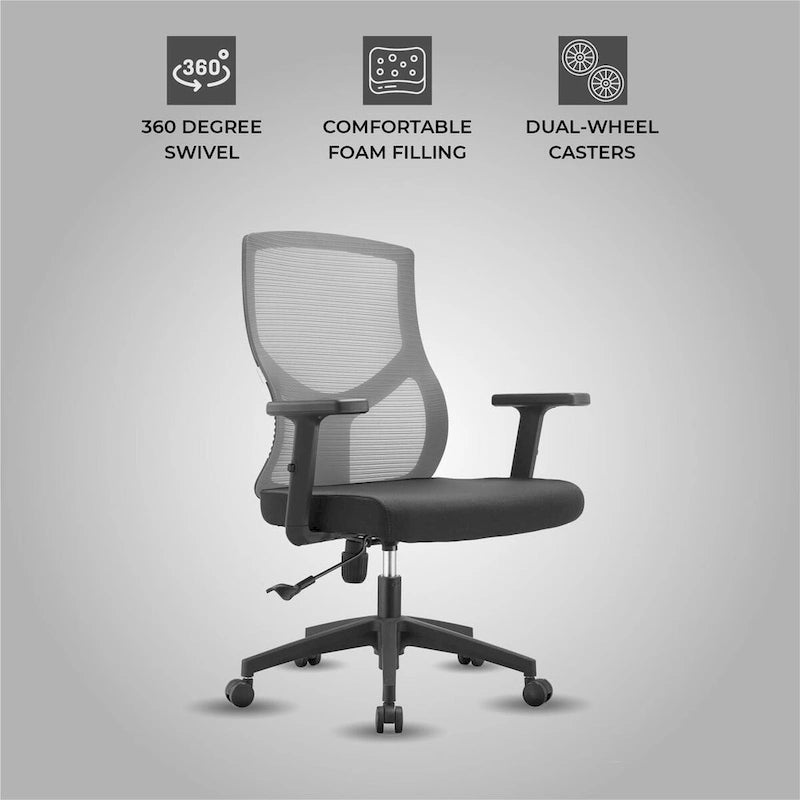 Glen Mid-Back Office Chair with Adjustable Height, Swivel and Tilt by LeisureMod