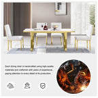 Luxurious White Boucle Dining Chairs with Polished Gold Metal Legs