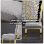 Luxurious White Boucle Dining Chairs with Polished Gold Metal Legs