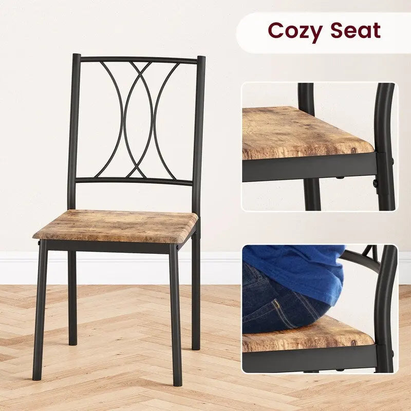 Dining Table Set for 4, Kitchen Table with 2 Upholstered Benches