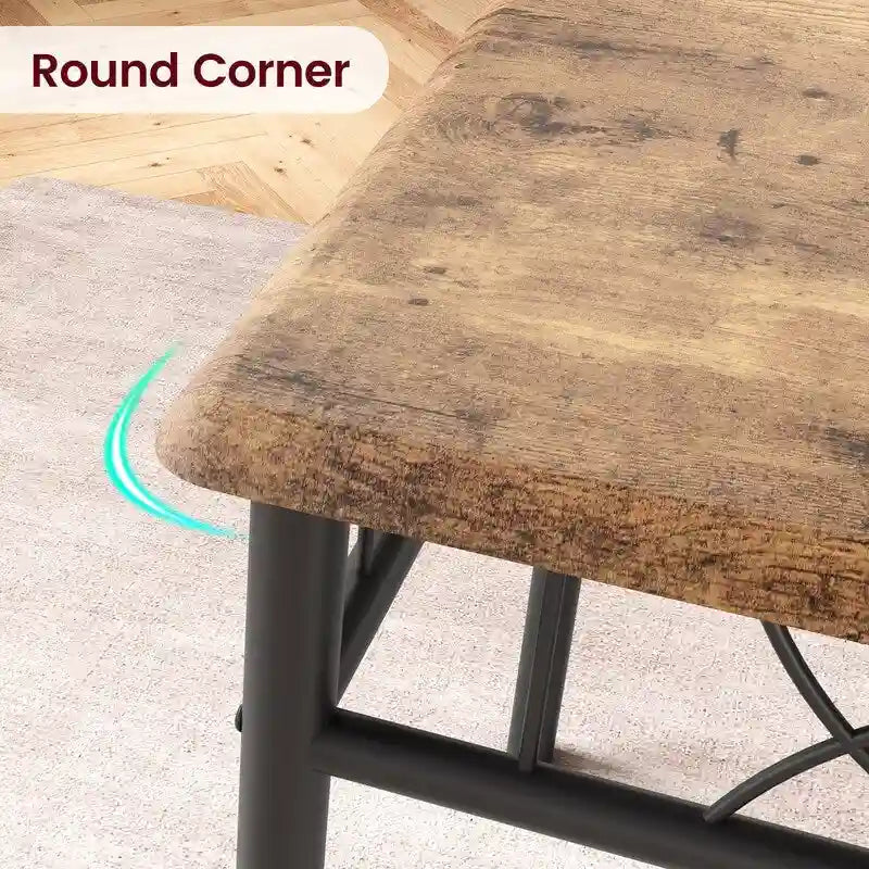 Dining Table Set for 4, Kitchen Table with 2 Upholstered Benches