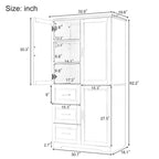 Tall and Wide Storage Cabinet with Doors for Bathroom,Three Drawers