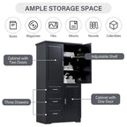 Tall and Wide Storage Cabinet with Doors for Bathroom,Three Drawers