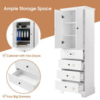 Freestanding Storage Cabinet with 2 Doors and 4 Drawers