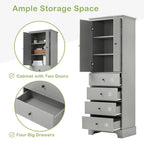 Freestanding Storage Cabinet with 2 Doors and 4 Drawers