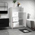 23.6W White Bathroom Freestanding Storage Cabinet Wood Linen Cabinet