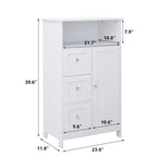 23.6W White Bathroom Freestanding Storage Cabinet Wood Linen Cabinet