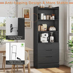 Kitchen Storage Cabinet Bookcase 3 Drawers Open Shelves - N/A