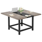 Small Conference Room Table for 4 People, Square 40- Inches Wood Desk for Home Office - 39-inch D