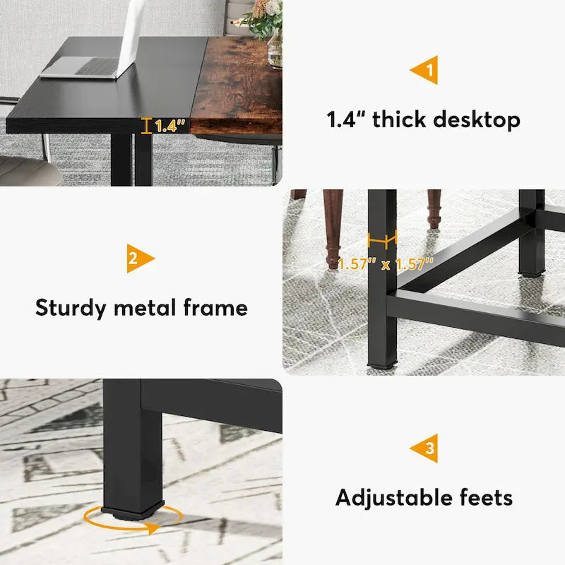 Small Conference Room Table for 4 People, Square 40- Inches Wood Desk for Home Office - 39-inch D