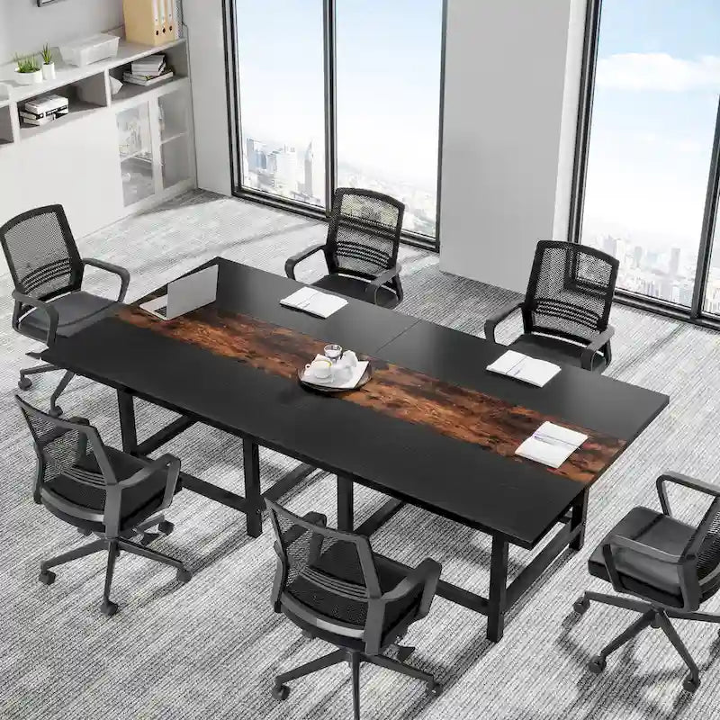 Small Conference Room Table for 4 People, Square 40- Inches Wood Desk for Home Office - 39-inch D