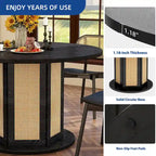 Moasis Farmhouse Round Pedestal Dining Table for 4 with Rattan Circular Base