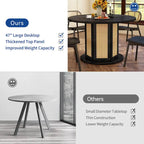 Moasis Farmhouse Round Pedestal Dining Table for 4 with Rattan Circular Base