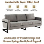 Leisuremod Lincoln 3-Seater Upholstered Velvet Sofa with Black Stainless-Steel Base