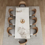 9 - Piece 94.48 Rectangular Extendable Sintered Stone Dining Table with 8 Faux leather Chairs Dining Set