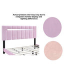 Queen Size Velvet Upholstered Bed Frame with Adjustable Features, Teenage Girl's Favorite Collection