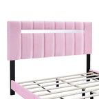 Queen Size Velvet Upholstered Bed Frame with Adjustable Features, Teenage Girl's Favorite Collection