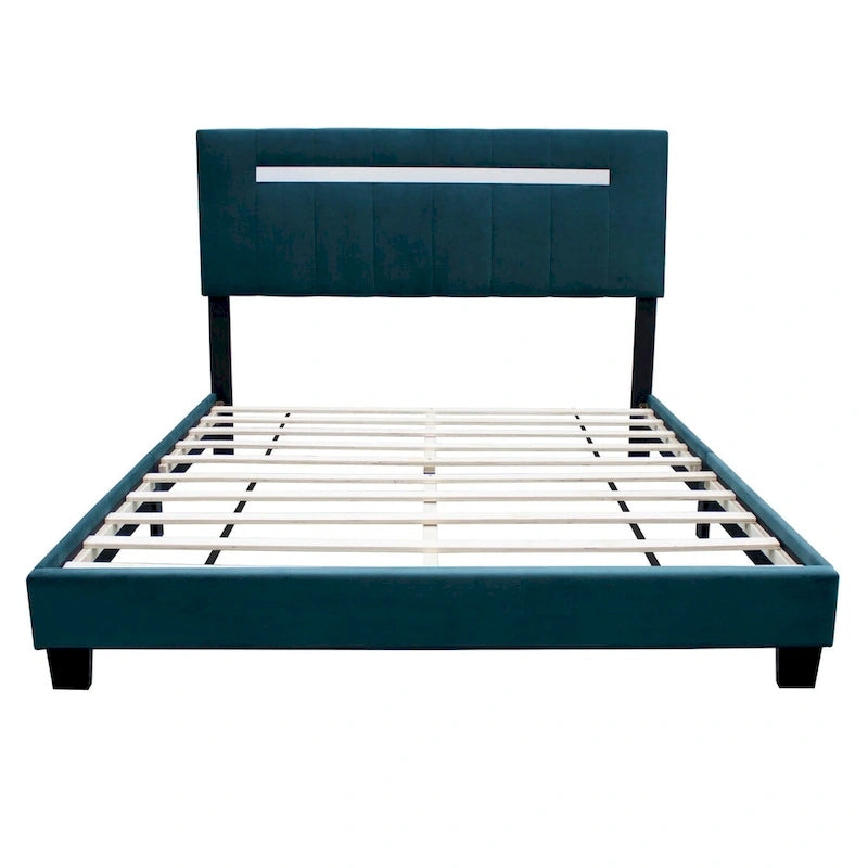 Queen Size Velvet Upholstered Bed Frame with Adjustable Features, Teenage Girl's Favorite Collection