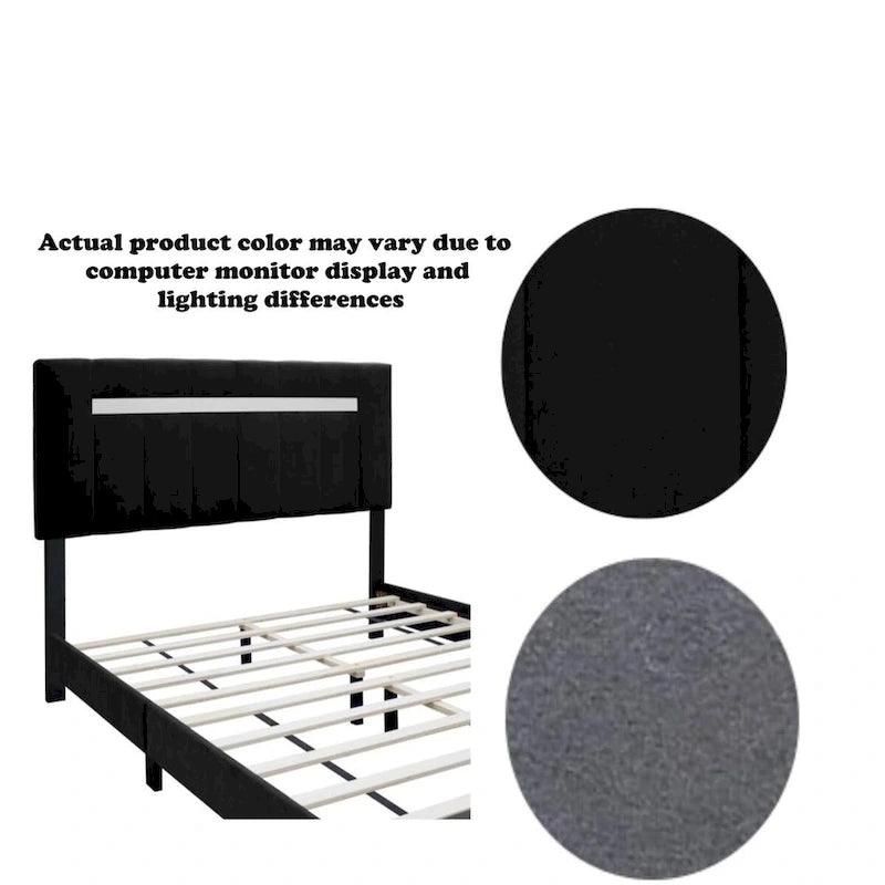 Queen Size Velvet Upholstered Bed Frame with Adjustable Features, Teenage Girl's Favorite Collection