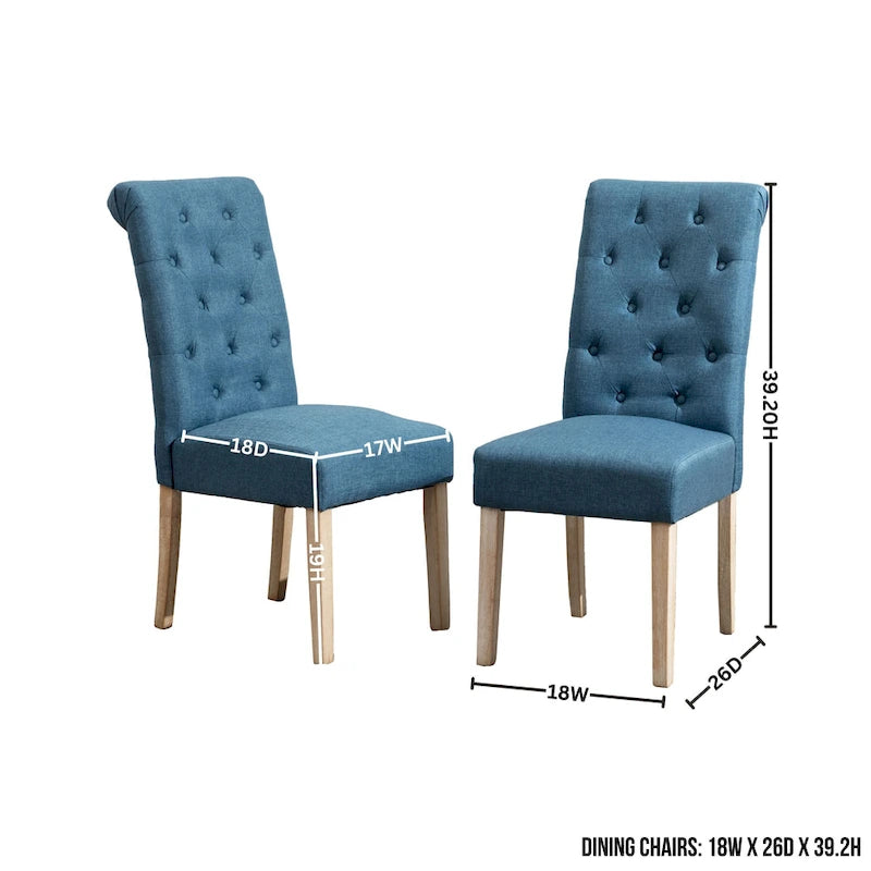 Roundhill Furniture Banff 5-Piece Round Dining Set, Cross-Buck Round Table with 4 Tufted Chairs