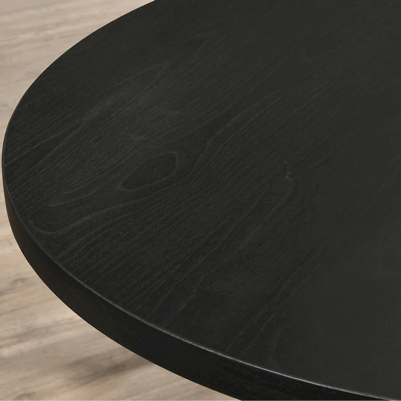 Roundhill Furniture Banff 5-Piece Round Dining Set, Cross-Buck Round Table with 4 Tufted Chairs