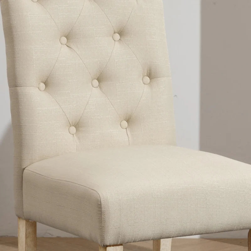 Roundhill Furniture Banff 5-Piece Round Dining Set, Cross-Buck Round Table with 4 Tufted Chairs