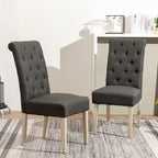 Roundhill Furniture Banff 5-Piece Round Dining Set, Cross-Buck Round Table with 4 Tufted Chairs
