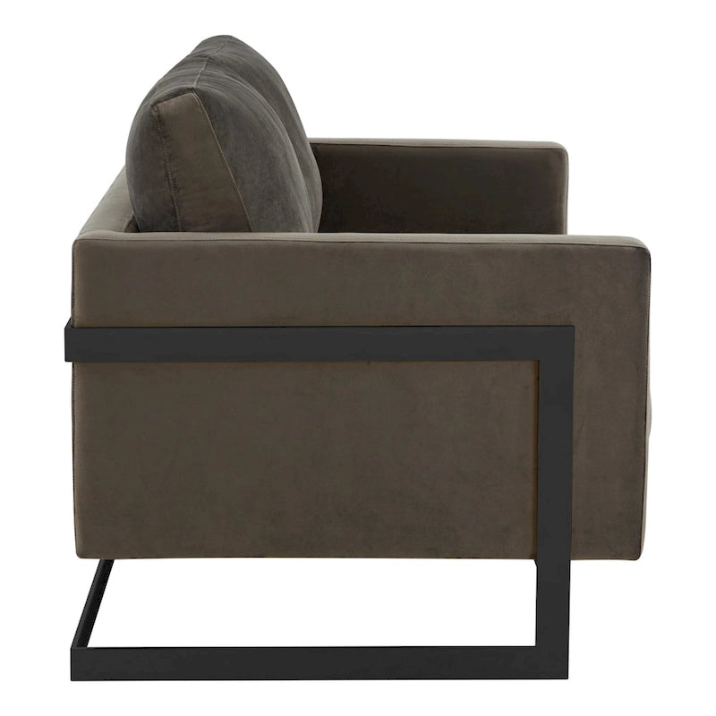 Upholstered Loveseat Sofa in Velvet Fabric with Removable Cushions and Stainless Steel Frame