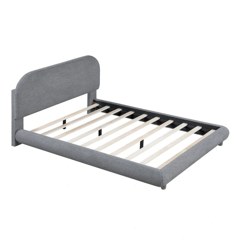 Teddy Fleece Full Size Upholstered Platform Bed with Thick Fabric