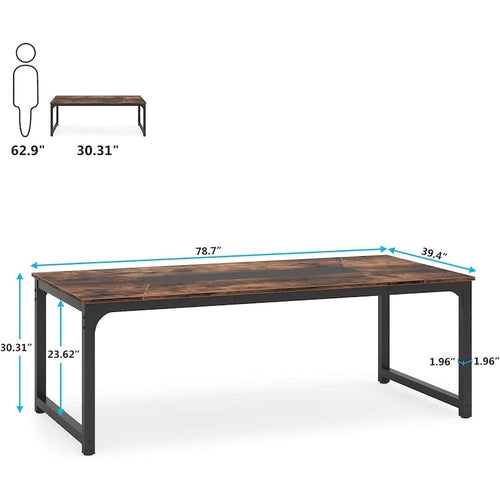 79 Inches Modern Rectangular Dining Table for 6-8 - 78.74 L x 39.37 W x 30.31H
