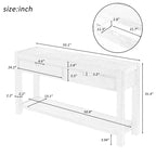 Wood Console Table with 2 Drawers and 1 Shelf for Hallway Living Room