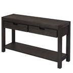 Wood Console Table with 2 Drawers and 1 Shelf for Hallway Living Room