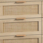 Roomfitters 43.31-Inch 6-Drawer Rattan Storage Cabinet in Natural for Bedroom and Living Room