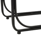 Dried Plant Handmade Coiled C-Shaped Side End Accent Table with Black Metal Legs - Brown - Roche River Decor