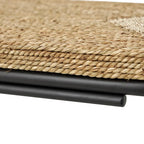 Dried Plant Handmade Coiled C-Shaped Side End Accent Table with Black Metal Legs - Brown - Roche River Decor