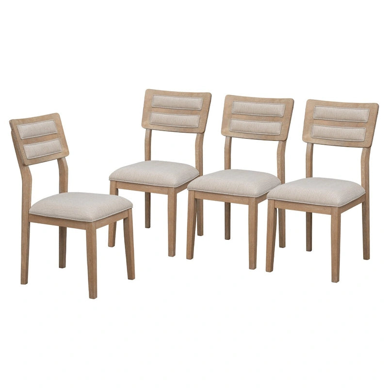 Natural Wood Wash Solid Wood 6-Piece Dining Table Set with Bench